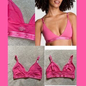 Victorias Secret Pink Bling Triangle Cotton Bralette Carmine Rose Pink NWT M 💖